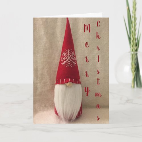 SCANDANAVIAN GNOME SAY MAY DAYS BE MERRYBRIGHT HOLIDAY CARD