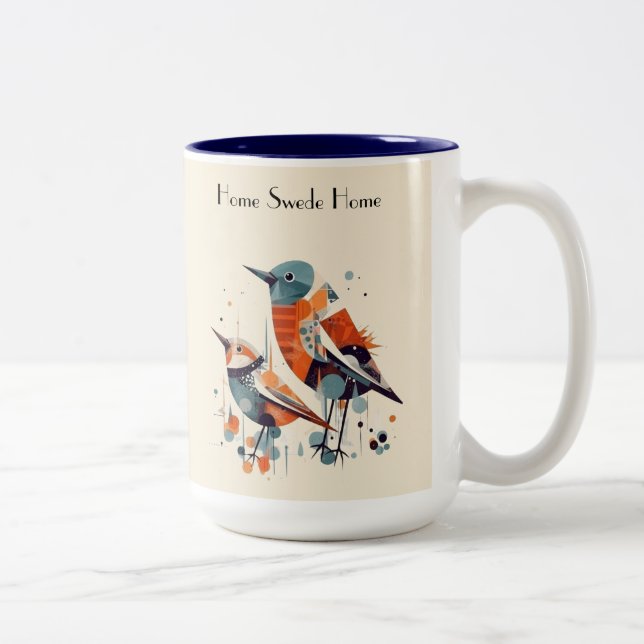 Scandi Aviary Duet, custom Two-Tone Coffee Mug (Right)