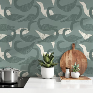 Scandi Aviary: Minimalist Wallpapers Bird Pattern Wallpaper