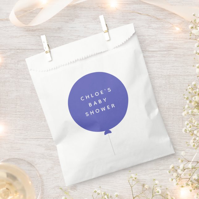 Scandi Balloon | Minimalist Blue Baby Shower Favor Bag (Clipped)