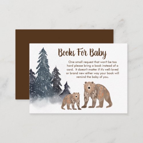 Scandi Bears Winter Baby Shower Books for Baby Enclosure Card