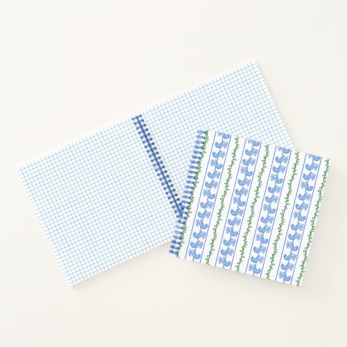 Scandi Blue Bird Green Ivy Stripe Bullet Journal 