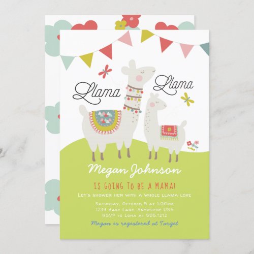 Scandi Boho Llama Baby Shower Invitation