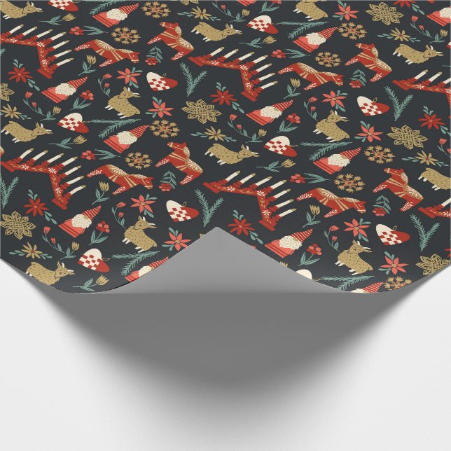 Scandi Christmas holiday design Wrapping Paper (Corner)