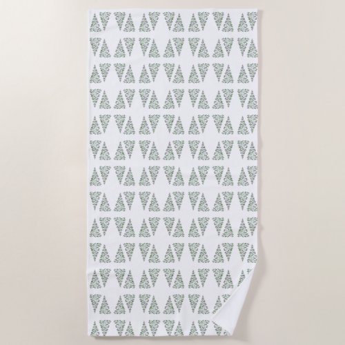 Scandi Christmas Tree Pattern Beach Towel