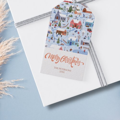 Scandi Christmas Village Hygge Cozy Pastel Family Gift Tags