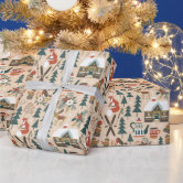 Scandi Winter Christmas Gold & Black Woodland Wrapping Paper