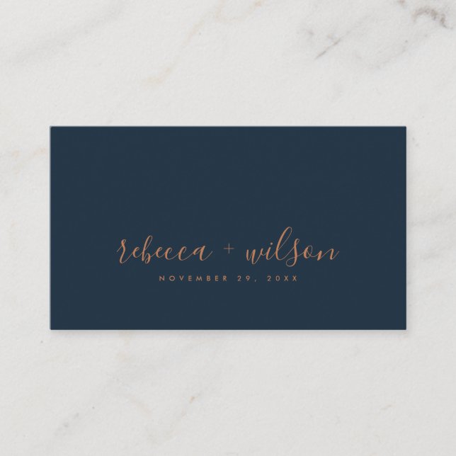 SCANDI CLEAN NAVY RUST MINIMAL WEDDING THANK YOU BUSINESS CARD (Front)