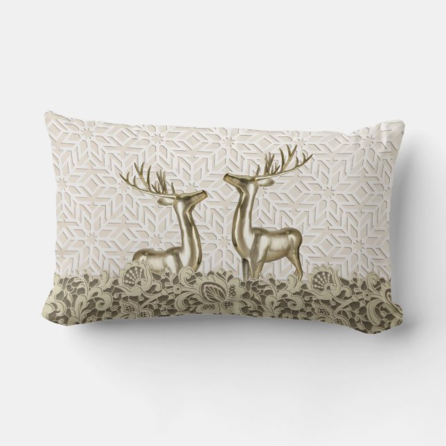 Scandi Deer Throw Pillow (Back)