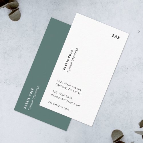 Scandi Dusky Green Minimalist Simple Modern Busine Business Card