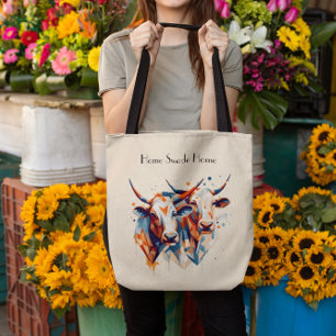 Scandi Farmhouse Cattle, custom Tote Bag