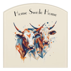 Scandi Farmhouse Cattle Nordic Welcome Accent Door Sign
