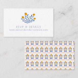 Scandi Folk Flowers in Blue and Yellow Wedding Enclosure Card