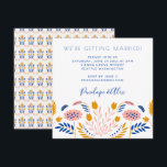Scandi Folk Flowers in Blue Casual Square Wedding  Invitation<br><div class="desc">Scandi Folk Flowers in Blue Casual Square Wedding Invitation</div>
