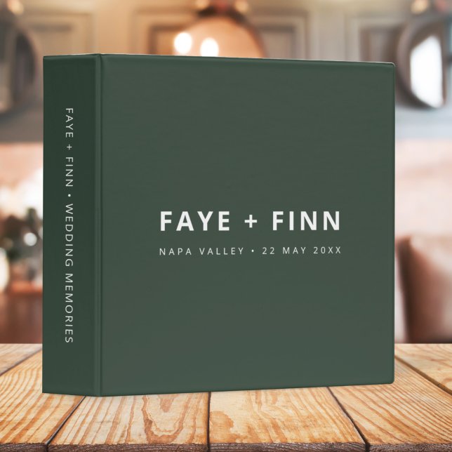 Scandi Forest Green Minimal Wedding Memories 3 Ring Binder (Creator Uploaded)