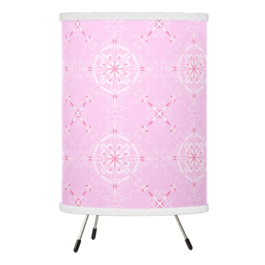 Scandi Geometric Pattern in Pink and White  Tripod Lamp (Left)