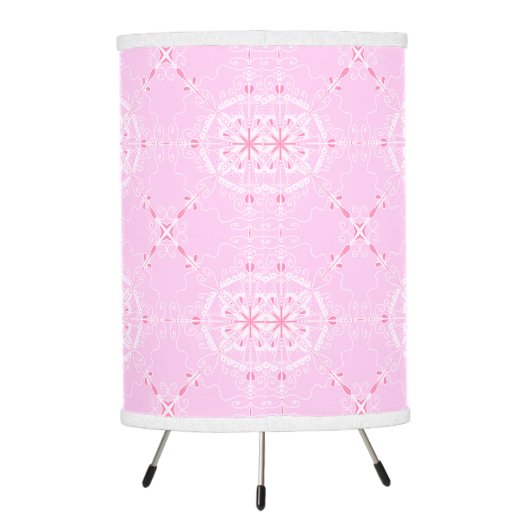 Scandi Geometric Pattern in Pink and White  Tripod Lamp (Back)