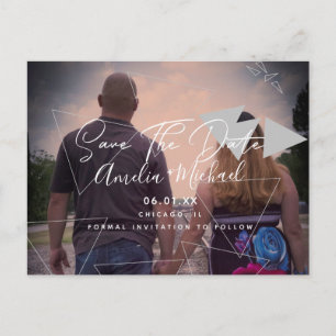 Scandi Geometrical Shapes Gray Save the Date Photo Postcard