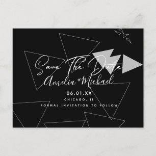 Scandi Geometrical Shapes Save the Date Postcard