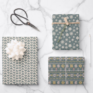 Scandi green Christmas set Wrapping Paper Sheets