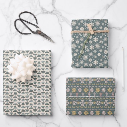 Scandi green Christmas set Wrapping Paper Sheets