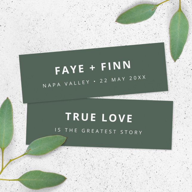 Scandi Green Wedding Favor Mini Bookmark Card (Creator Uploaded)