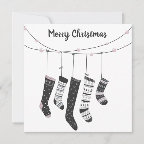 Scandi Hygge Merry Christmas Winter Socks Holiday Card