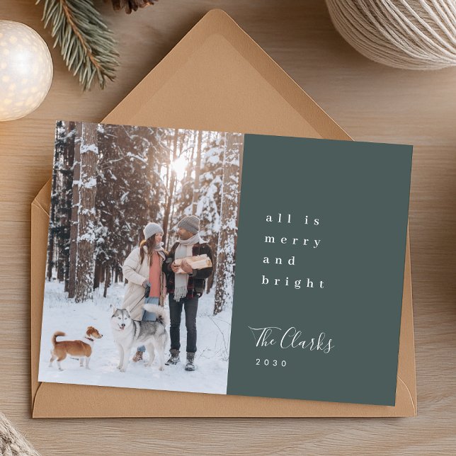 Scandi Minimal Holiday Card | Your Chrismtas Photo (Personalize your minimal holiday photo card with your family name, greeting, and photo)