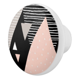 Scandi Mountain Peak Design Ceramic Knob