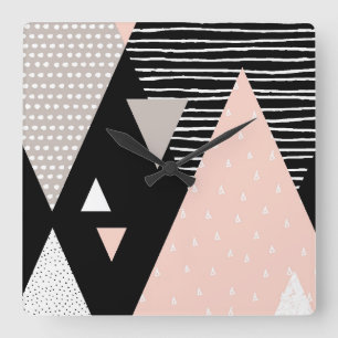 Scandi Mountain Peak Design Square Wall Clock