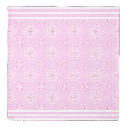 Scandi Pattern with Stripes Pink and White Duvet C