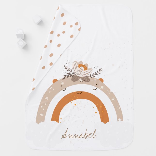 Scandi personalised cute rainbow  baby blanket (In Situ)