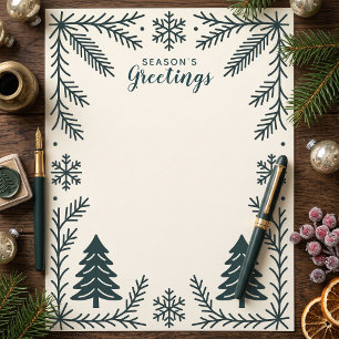Scandi Pine Branch Winter Woodland Holiday  Letterhead