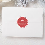 Scandi Pine Tree Pattern Pink Christmas Address Classic Round Sticker<br><div class="desc">This modern return address sticker features a dusty rose circle on a whimsical,  Scandinavian-inspired pattern of pink,  rose and burgundy evergreen pine trees on a white background. Personalize the design with your monogram initial and family name in white serif font,  with your address below in sans serif.</div>