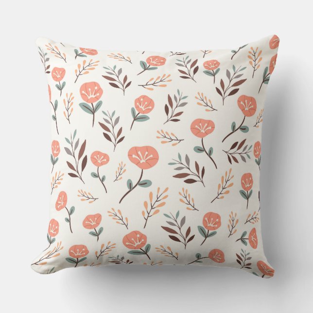Scandi Red Poppies Dream Throw Pillow (Front)