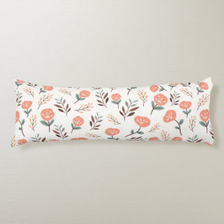 Scandi Red Poppies & Green Leaves Body Pillow