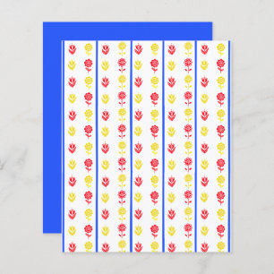Scandi Red Yellow Flower Blue Stripe Scrapbook