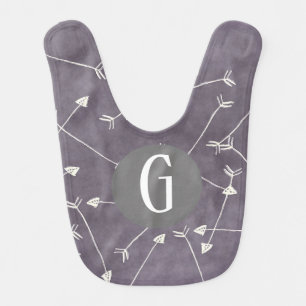 Scandi, slate grey monogrammed baby bib