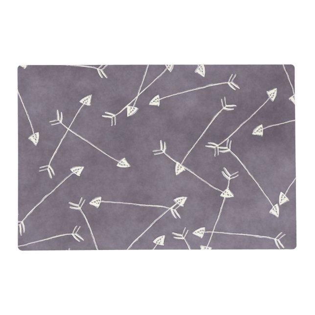 Scandi style, dark grey arrows pet feeding placemat (Front)