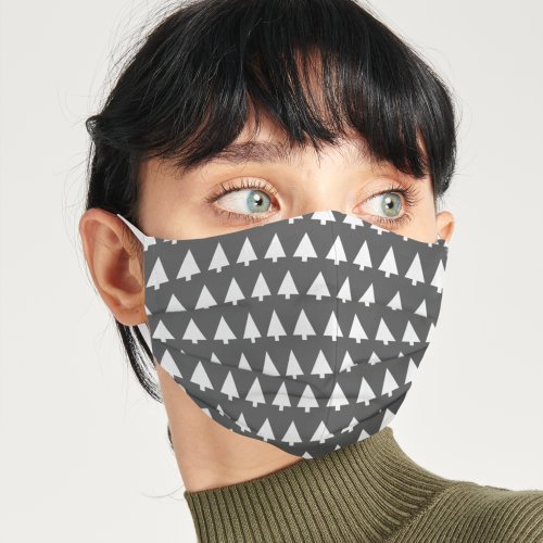 Scandi Tree Pattern  Minimalist Black and White Adult Cloth Face Mask