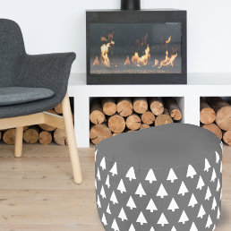 Scandi Tree Pattern | Minimalist Black and White Pouf