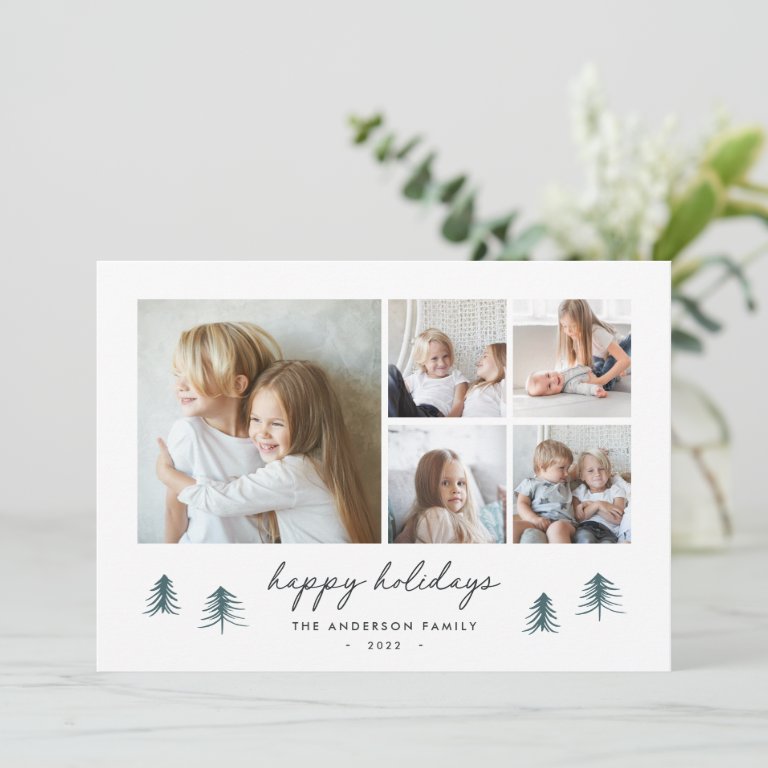 Scandi Trees | Modern Minimalist Photo Collage Holiday Card