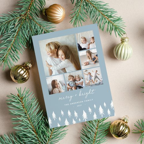 Scandi Trees  Modern Minimalist Photo Collage Holiday Card