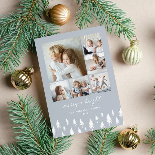 Scandi Trees  Modern Minimalist Photo Collage Holiday Card