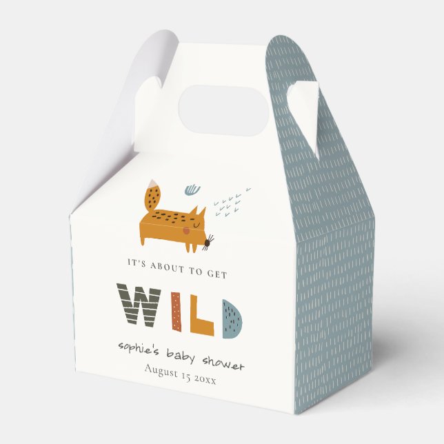 Scandi Wild Tropical Woodland Animals Baby Shower Favor Boxes (Front Side)