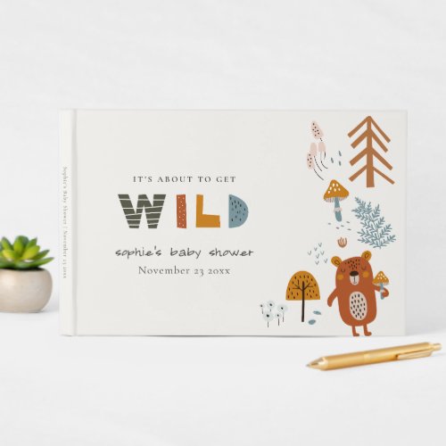 Scandi Wild Tropical Woodland Animals Baby Shower Guest Book