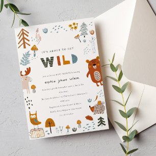Scandi Wild Tropical Woodland Animals Baby Shower Invitation