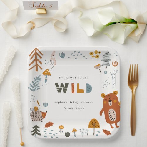 Scandi Wild Tropical Woodland Animals Baby Shower Paper Plates