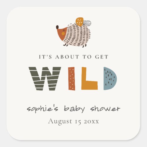 Scandi Wild Tropical Woodland Animals Baby Shower Square Sticker