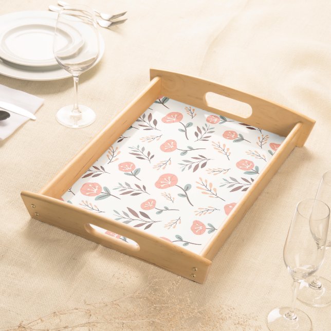 Scandi Wood Tray – Red Poppies (Front)